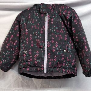 Columbia Kids Puffer Jacket - Black with Pink and Teal Accents